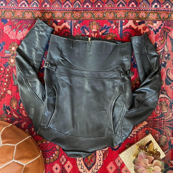 Vintage 8 Mens Napa Leather Distressed Moto Jacket - Picture 7 of 10